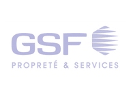 Logo de GSF Propreté & Services en duotone bleu et blanc